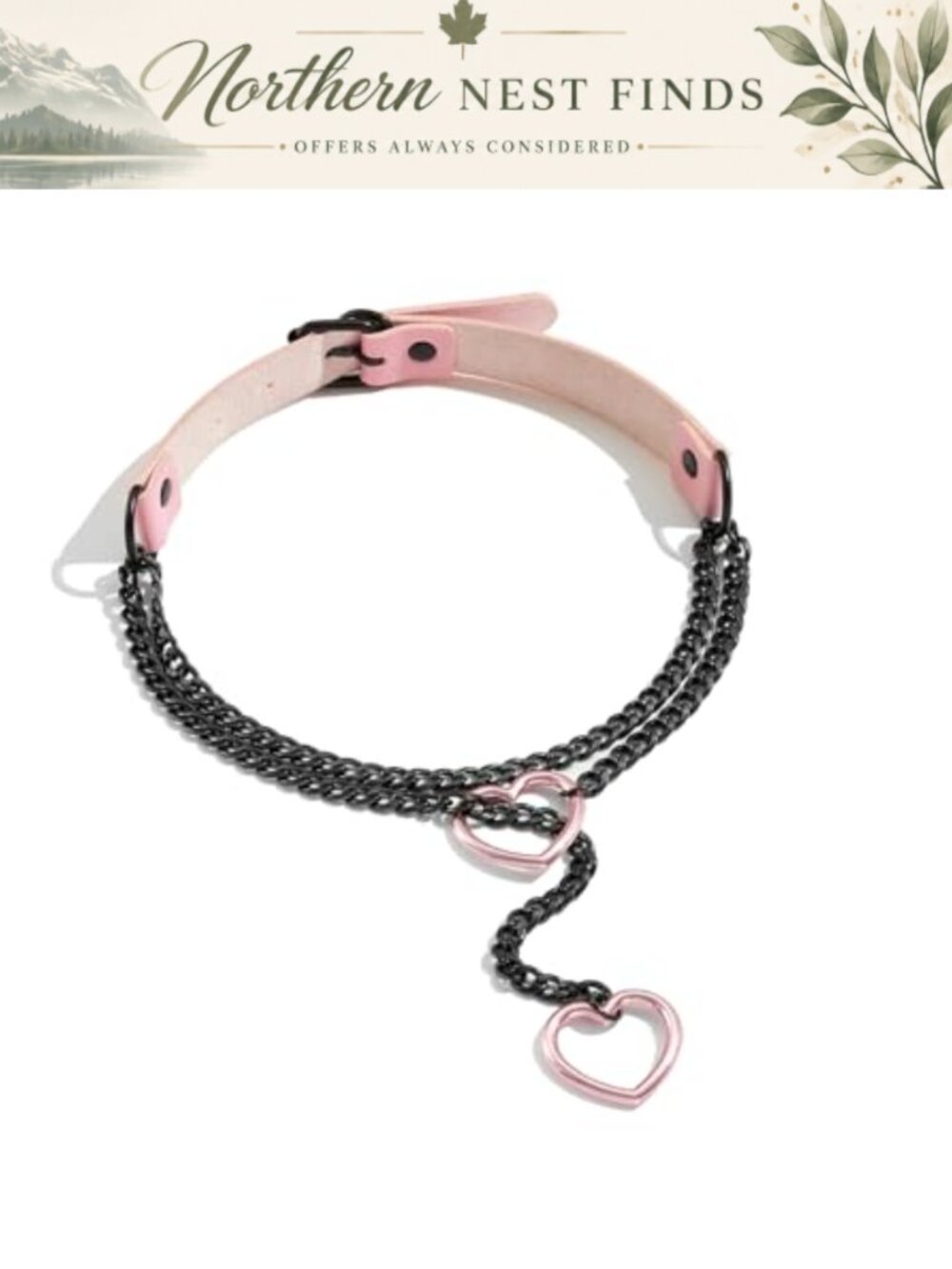 Handmade Faux Leather Stainless Steel Cuban Link Choker Necklace for Women